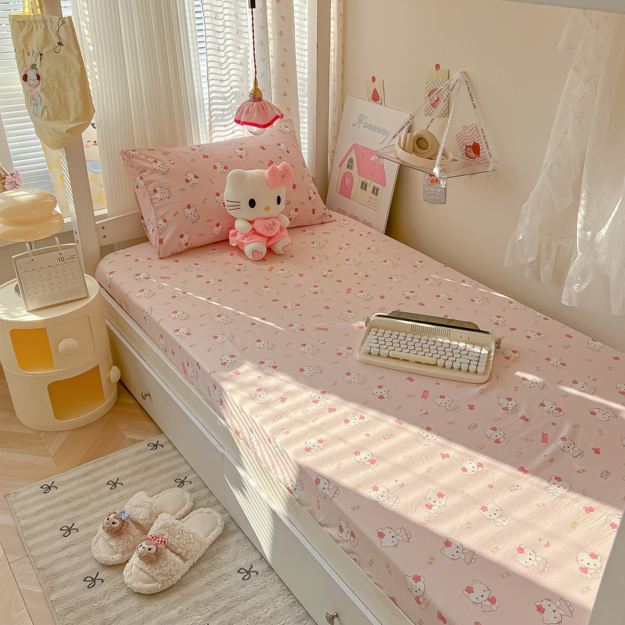 91家纺网 家纺一手货源 找家纺 （总）韩巢家纺 2025新款上下铺学生宿舍专用床笠单件寝室高低床热销款防滑床单床套