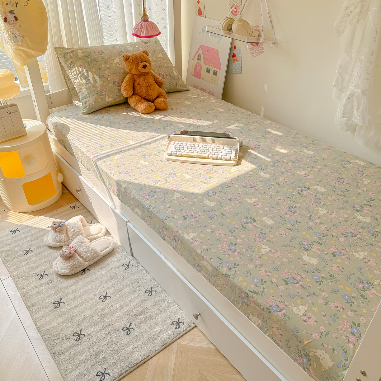 91家纺网 家纺一手货源 找家纺 （总）韩巢家纺 2025新款上下铺学生宿舍专用床笠单件寝室高低床热销款防滑床单床套