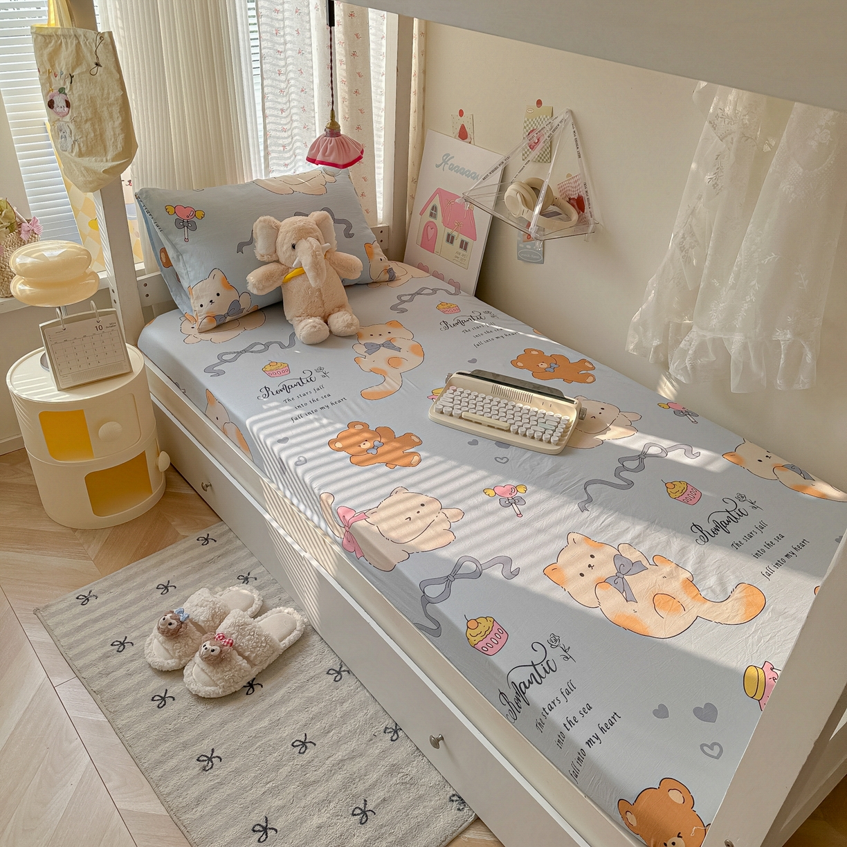 91家纺网 家纺一手货源 找家纺 （总）韩巢家纺 2025新款上下铺学生宿舍专用床笠单件寝室高低床热销款防滑床单床套