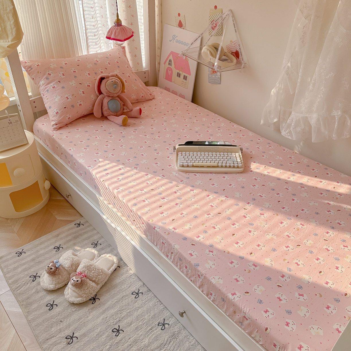 91家纺网 家纺一手货源 找家纺 （总）韩巢家纺 2025新款上下铺学生宿舍专用床笠单件寝室高低床热销款防滑床单床套