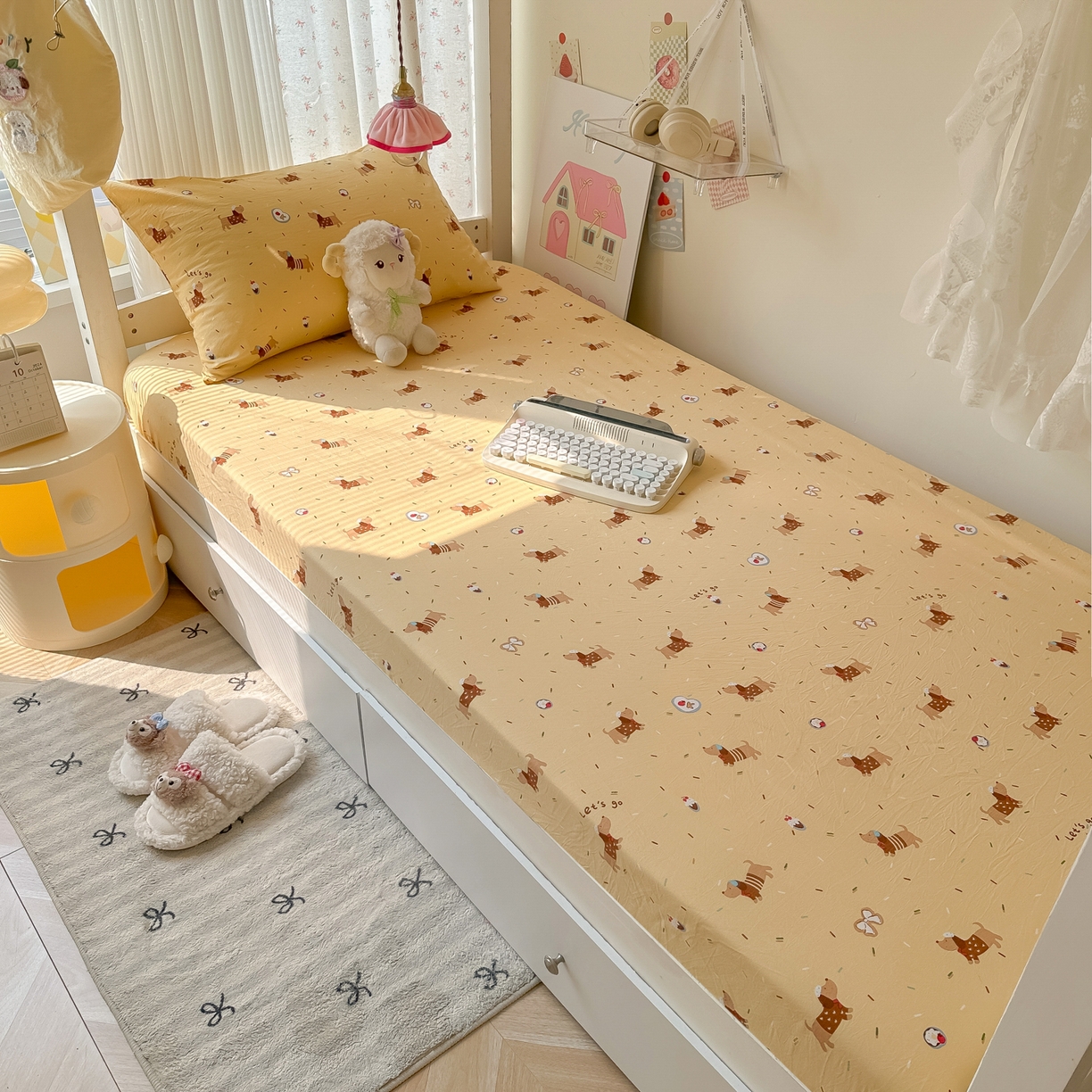 91家纺网 家纺一手货源 找家纺 （总）韩巢家纺 2025新款上下铺学生宿舍专用床笠单件寝室高低床热销款防滑床单床套