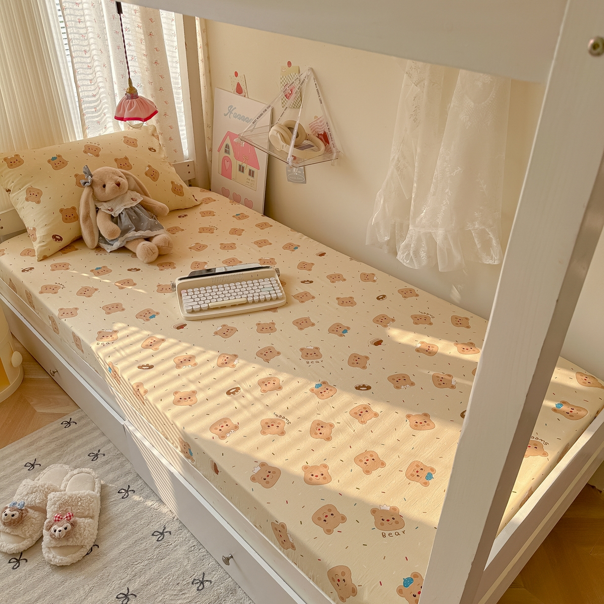 91家纺网 家纺一手货源 找家纺 （总）韩巢家纺 2025新款上下铺学生宿舍专用床笠单件寝室高低床热销款防滑床单床套