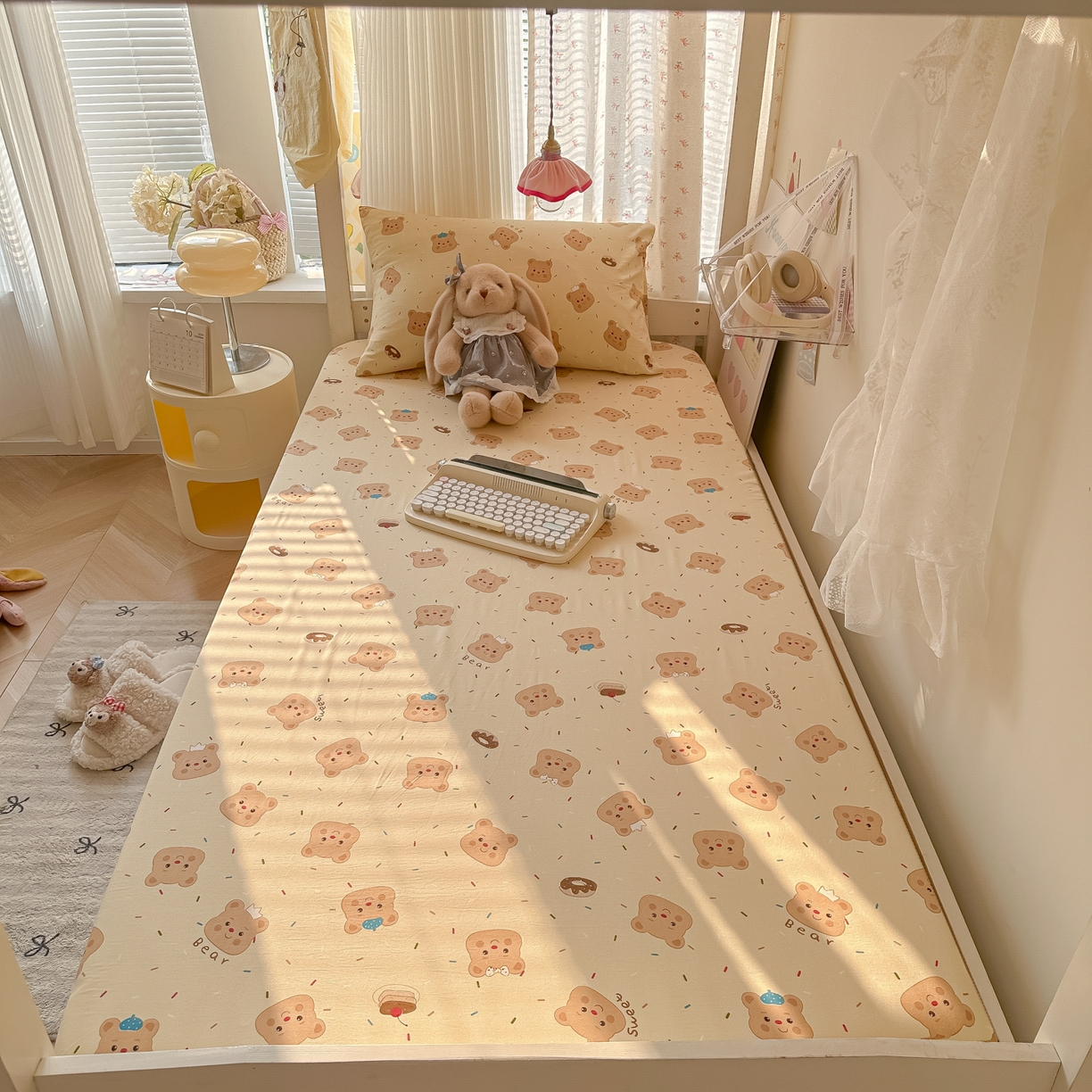 91家纺网 家纺一手货源 找家纺 （总）韩巢家纺 2025新款上下铺学生宿舍专用床笠单件寝室高低床热销款防滑床单床套