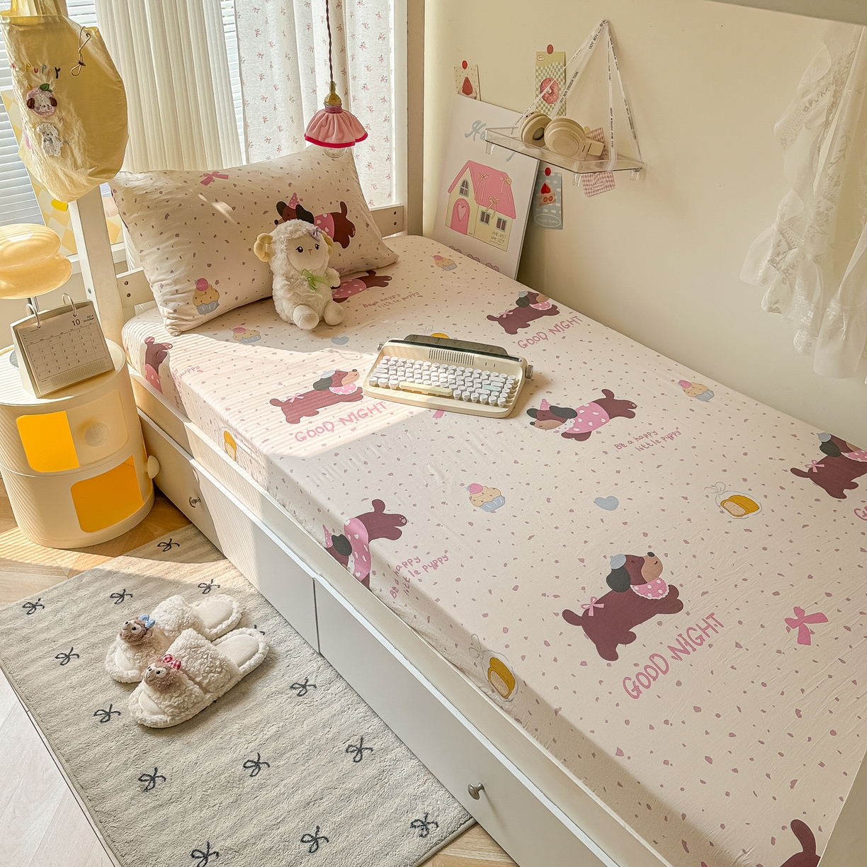 韩巢家纺 2025新款上下铺学生宿舍专用床笠单件寝室高低床热销款防滑床单床套 彩彩狗