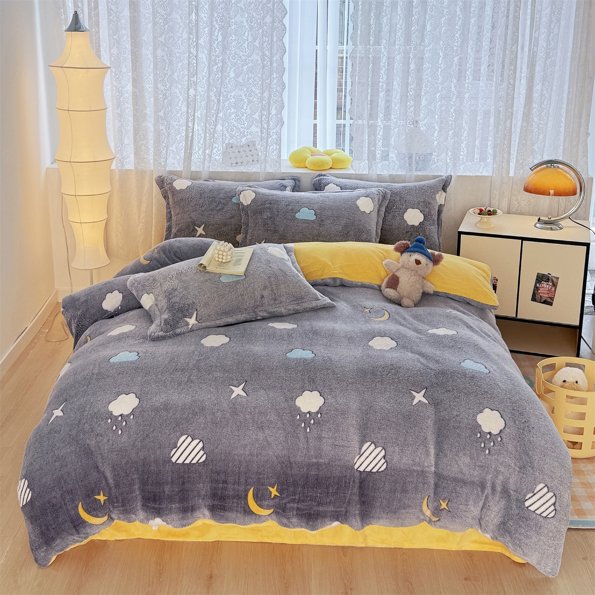 91家纺网 家纺一手货源 找家纺 曼町家居 2025新款雪花绒四件套 时空序曲