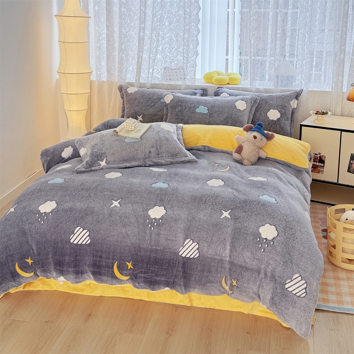 91家纺网 家纺一手货源 找家纺 曼町家居 2025新款雪花绒四件套 时空序曲