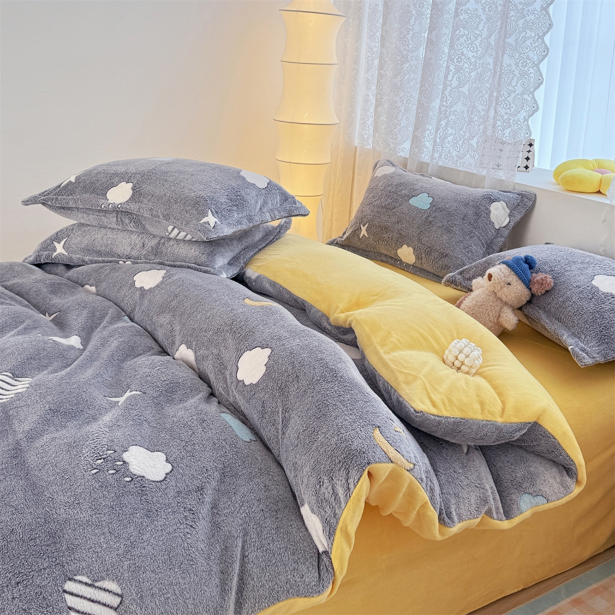 91家纺网 家纺一手货源 找家纺 曼町家居 2025新款雪花绒四件套 时空序曲