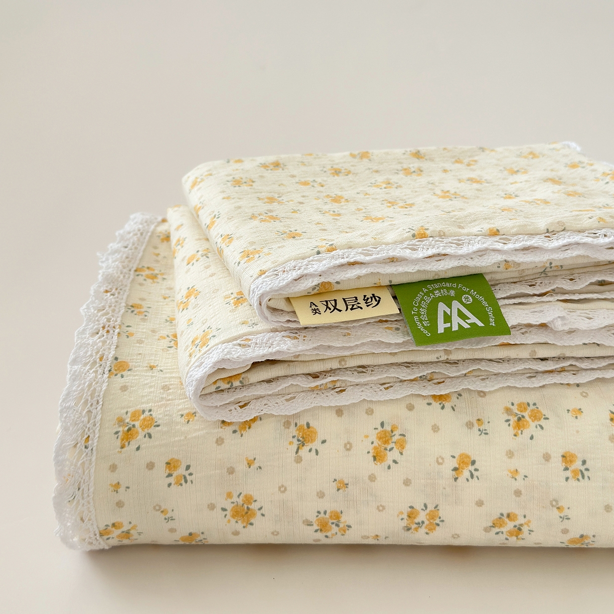 91家纺网 家纺一手货源 找家纺 沐芷 2025 A类双层纱花边床单单件 单人双人床单三件套 橘子海