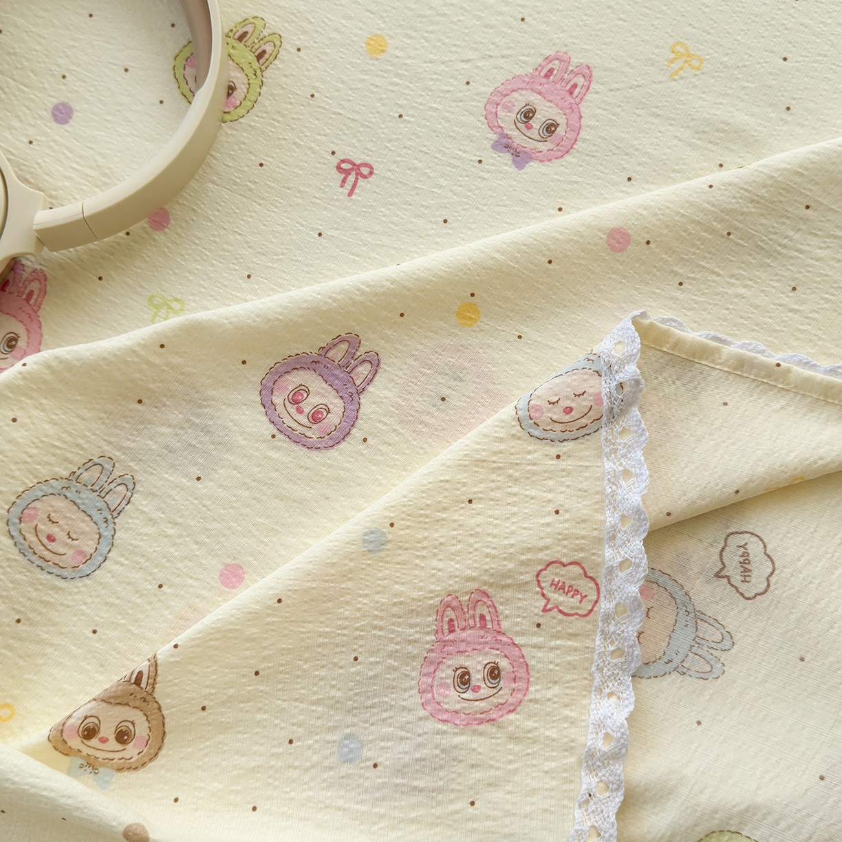 91家纺网 家纺一手货源 找家纺 沐芷 2025 A类双层纱花边床单单件 单人双人床单三件套 绒暖时光