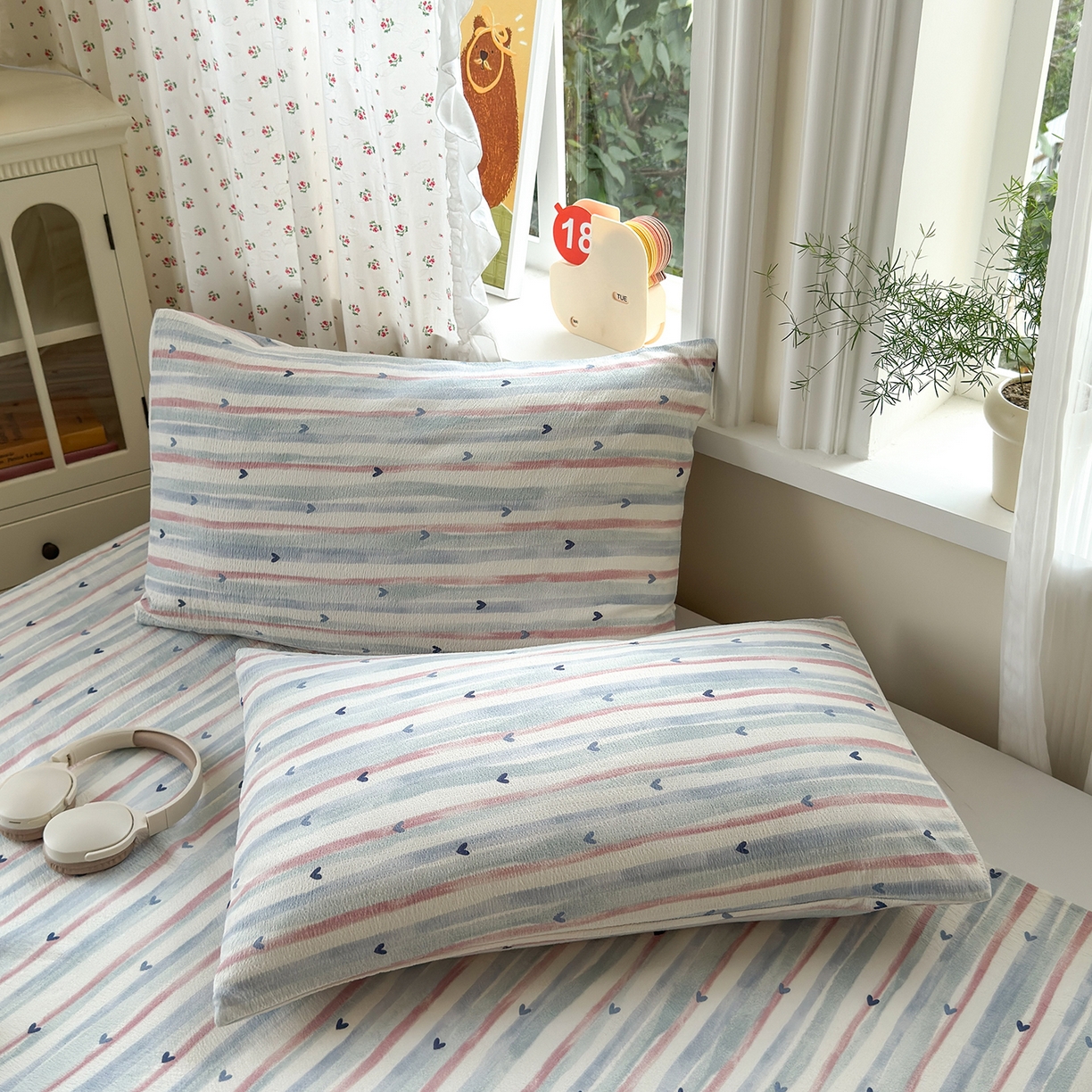 91家纺网 家纺一手货源 找家纺 沐芷 2025 A类双层纱花边床单单件 单人双人床单三件套 疏影之心