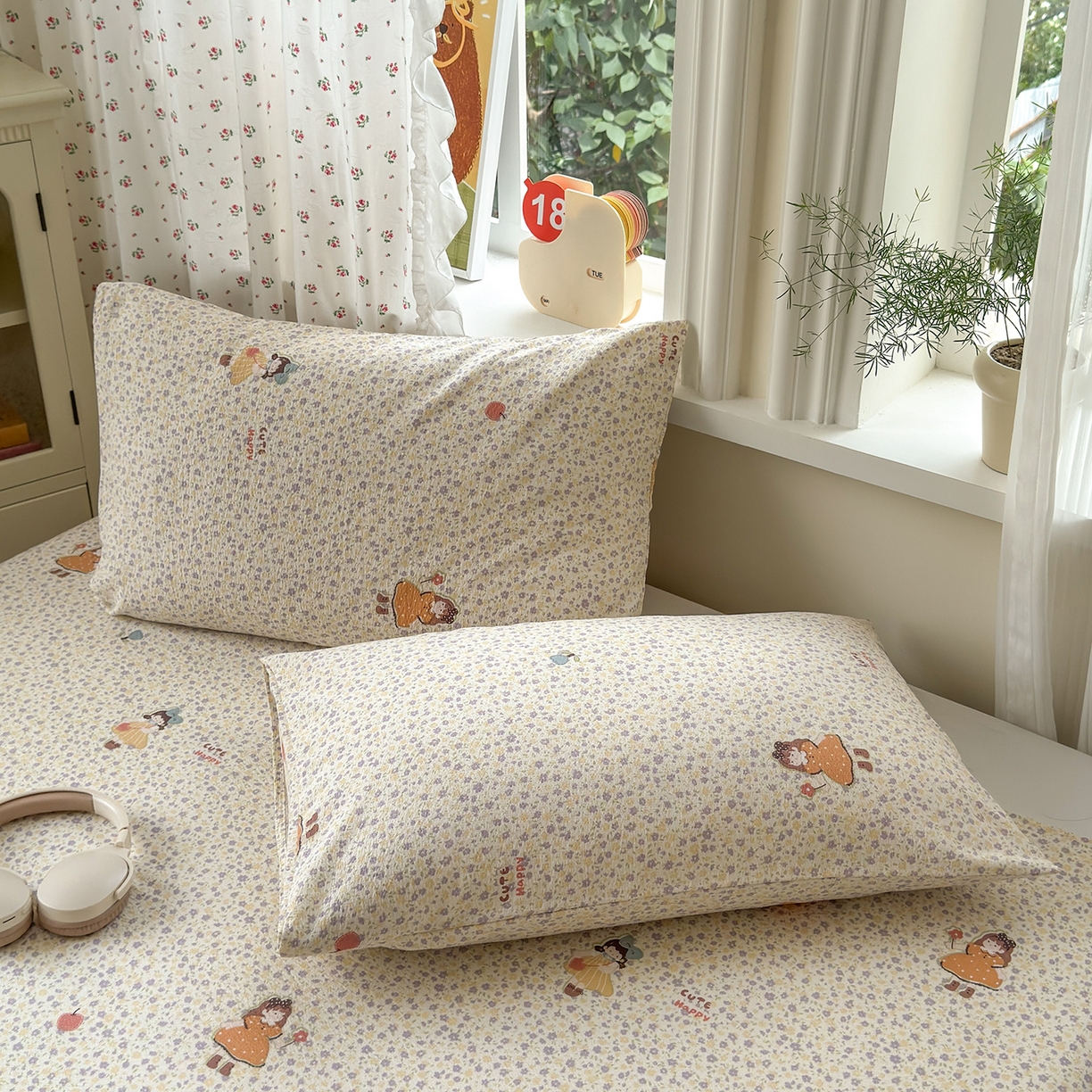 91家纺网 家纺一手货源 找家纺 沐芷 2025 A类双层纱花边床单单件 单人双人床单三件套 星砂入梦