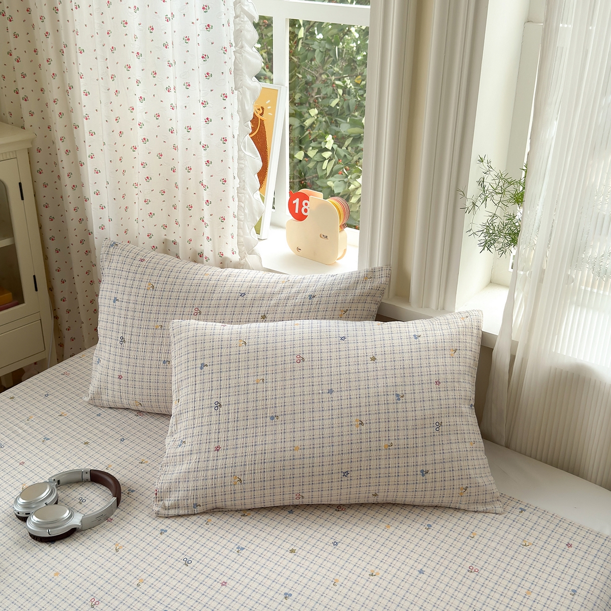 91家纺网 家纺一手货源 找家纺 沐芷 2025 A类双层纱花边床单单件 单人双人床单三件套 郁见