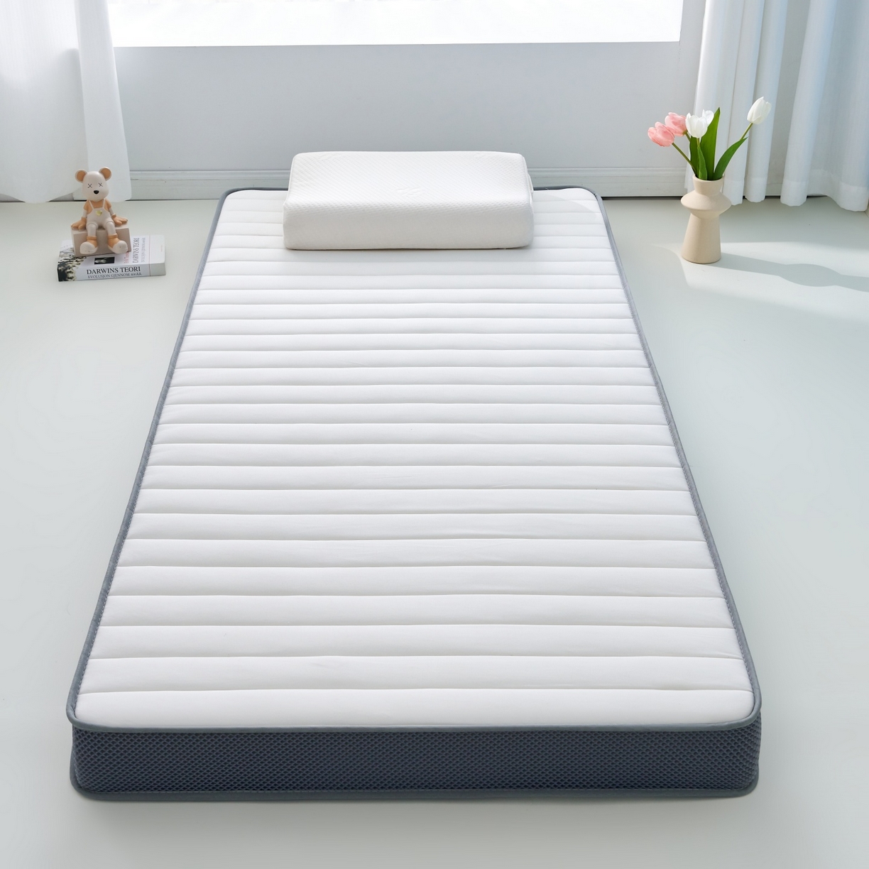 91家纺网 家纺一手货源 找家纺 奇丝雅 2025新款牛奶丝学生宿舍床专用加厚记忆棉海绵立体乳胶床垫【高密记忆棉】牛奶-白（6公分）