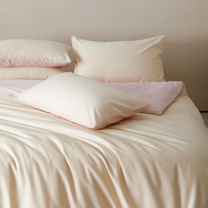 91家纺网 家纺一手货源 找家纺 云栖家居 2025新款全棉纯色长绒棉纯棉单品系列被套单件被套单品-单被套 米粒碎&玉兰粉