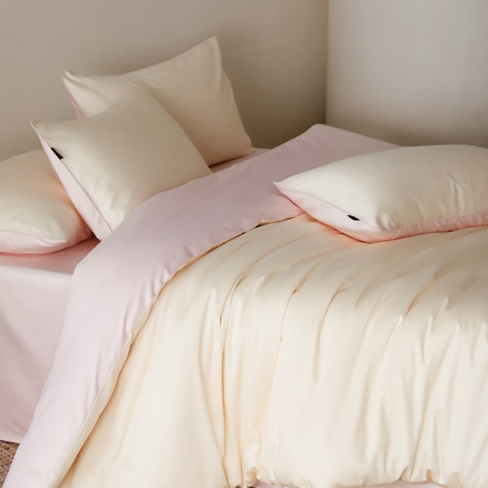 91家纺网 家纺一手货源 找家纺 云栖家居 2025新款全棉纯色长绒棉纯棉单品系列被套单件被套单品-单被套 米粒碎&玉兰粉