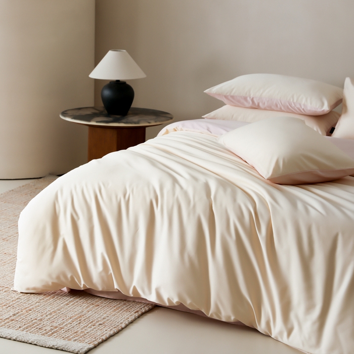 91家纺网 家纺一手货源 找家纺 云栖家居 2025新款全棉纯色长绒棉纯棉单品系列被套单件被套单品-单被套 米粒碎&玉兰粉