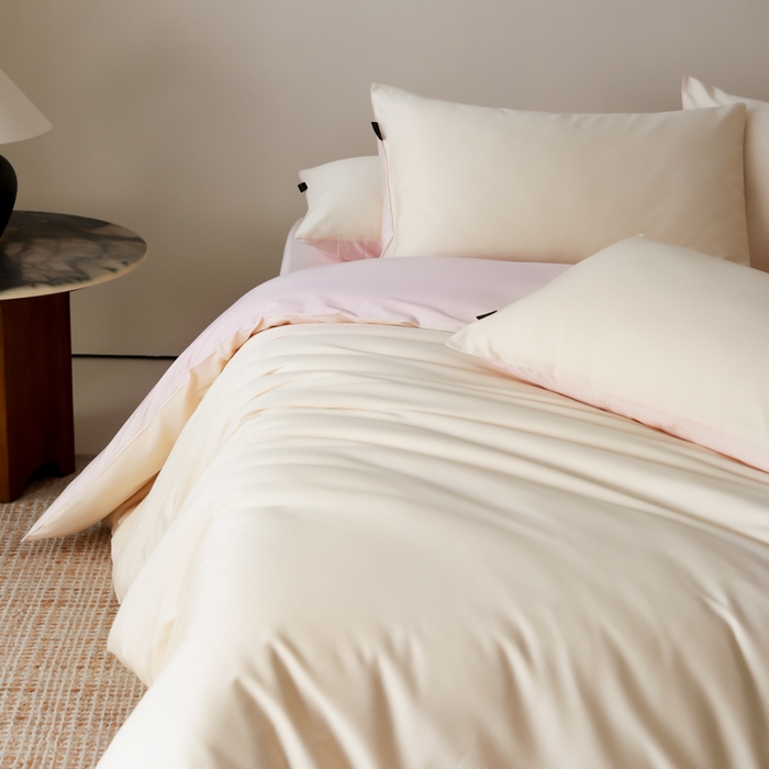 91家纺网 家纺一手货源 找家纺 云栖家居 2025新款全棉纯色长绒棉纯棉单品系列被套单件被套单品-单被套 米粒碎&玉兰粉