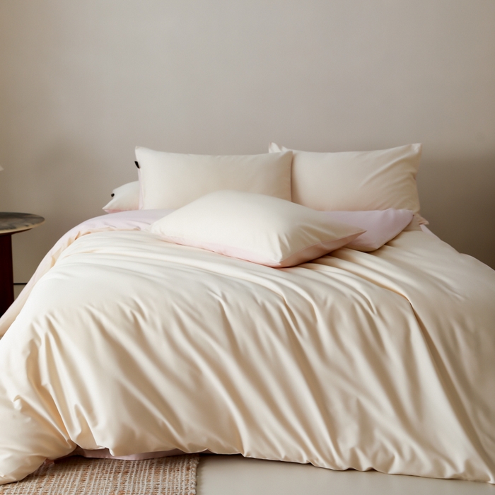 91家纺网 家纺一手货源 找家纺 云栖家居 2025新款全棉纯色长绒棉纯棉单品系列被套单件被套单品-单被套 米粒碎&玉兰粉