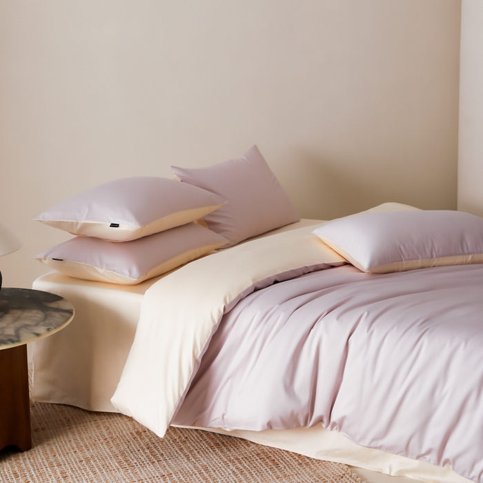 91家纺网 家纺一手货源 找家纺 云栖家居 2025新款全棉纯色长绒棉纯棉单品系列被套单件被套单品-单被套 棠梨紫&米粒碎
