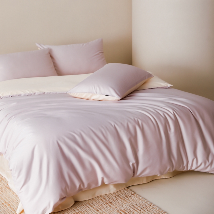 91家纺网 家纺一手货源 找家纺 云栖家居 2025新款全棉纯色长绒棉纯棉单品系列被套单件被套单品-单被套 棠梨紫&米粒碎