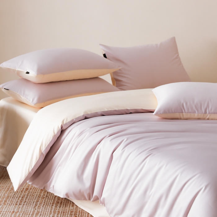 91家纺网 家纺一手货源 找家纺 云栖家居 2025新款全棉纯色长绒棉纯棉单品系列被套单件被套单品-单被套 棠梨紫&米粒碎