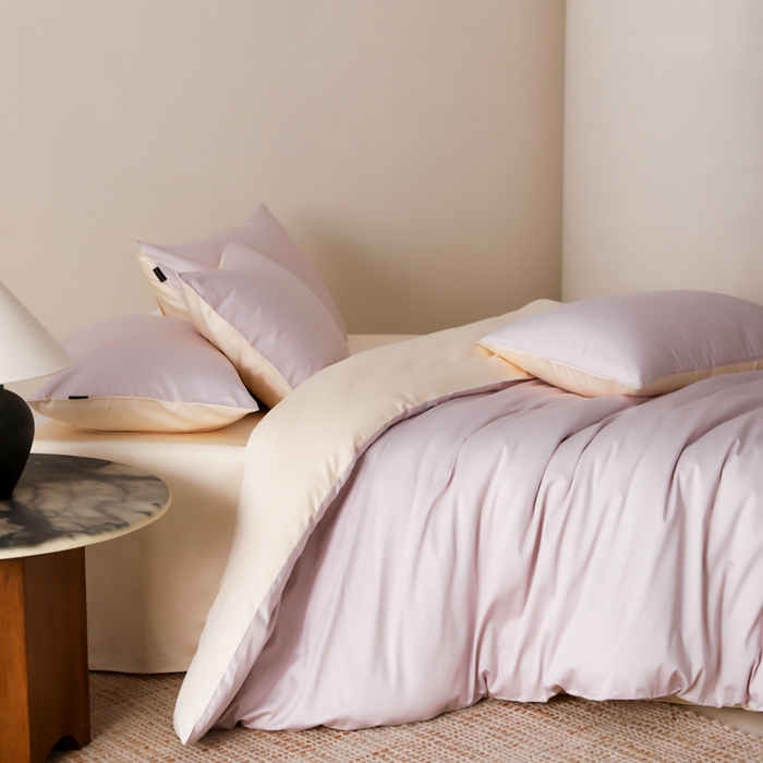 91家纺网 家纺一手货源 找家纺 云栖家居 2025新款全棉纯色长绒棉纯棉单品系列被套单件被套单品-单被套 棠梨紫&米粒碎