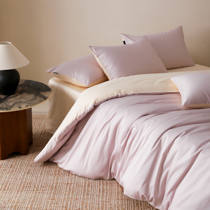 91家纺网 家纺一手货源 找家纺 云栖家居 2025新款全棉纯色长绒棉纯棉单品系列被套单件被套单品-单被套 棠梨紫&米粒碎