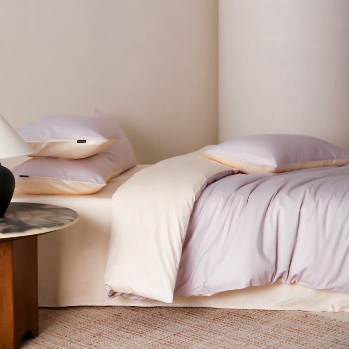 91家纺网 家纺一手货源 找家纺 云栖家居 2025新款全棉纯色长绒棉纯棉单品系列被套单件被套单品-单被套 棠梨紫&米粒碎