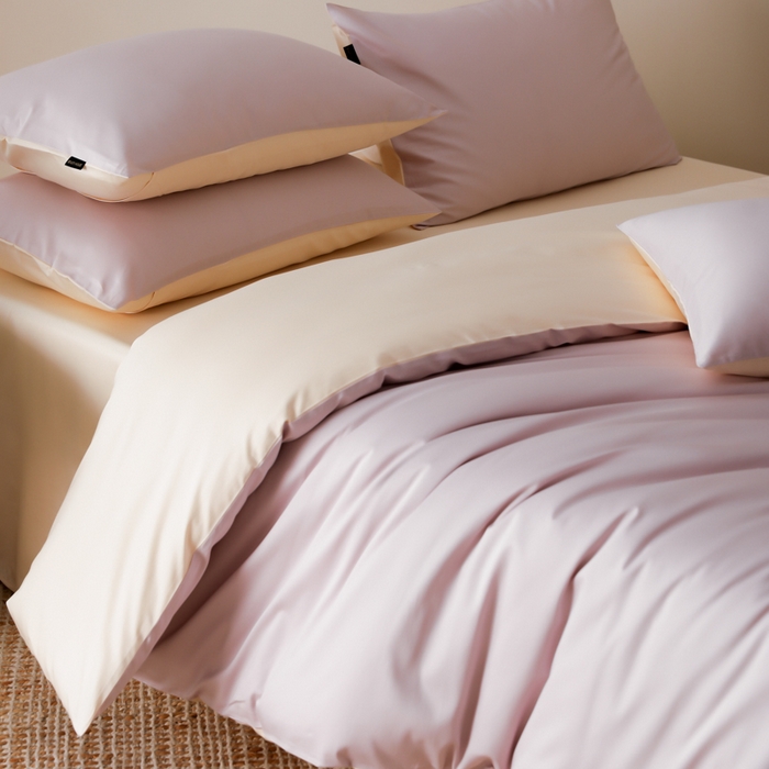 91家纺网 家纺一手货源 找家纺 云栖家居 2025新款全棉纯色长绒棉纯棉单品系列被套单件被套单品-单被套 棠梨紫&米粒碎