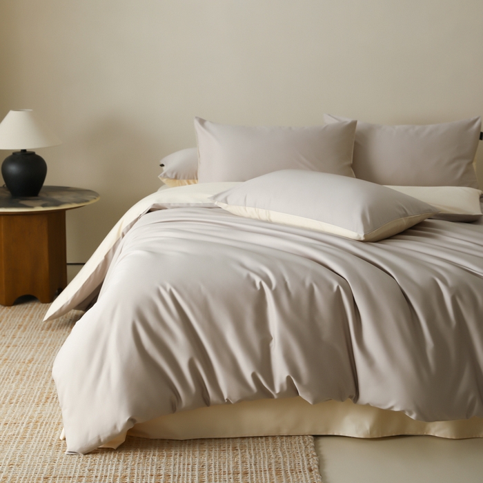 91家纺网 家纺一手货源 找家纺 云栖家居 2025新款全棉纯色长绒棉纯棉单品系列被套单件被套单品-单被套 锡器灰&米粒碎