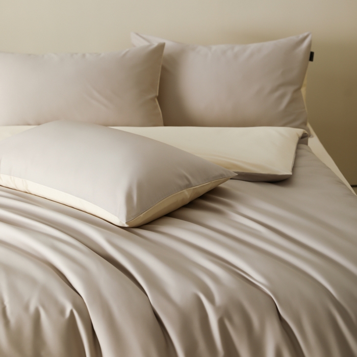 91家纺网 家纺一手货源 找家纺 云栖家居 2025新款全棉纯色长绒棉纯棉单品系列被套单件被套单品-单被套 锡器灰&米粒碎