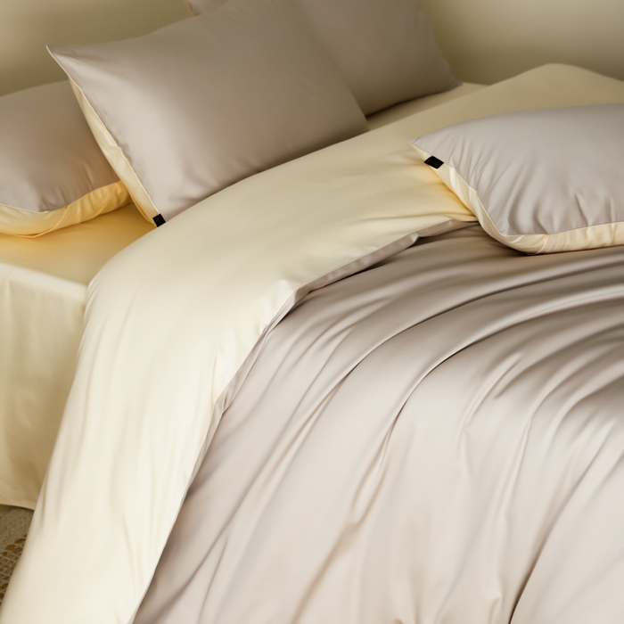 91家纺网 家纺一手货源 找家纺 云栖家居 2025新款全棉纯色长绒棉纯棉单品系列被套单件被套单品-单被套 锡器灰&米粒碎