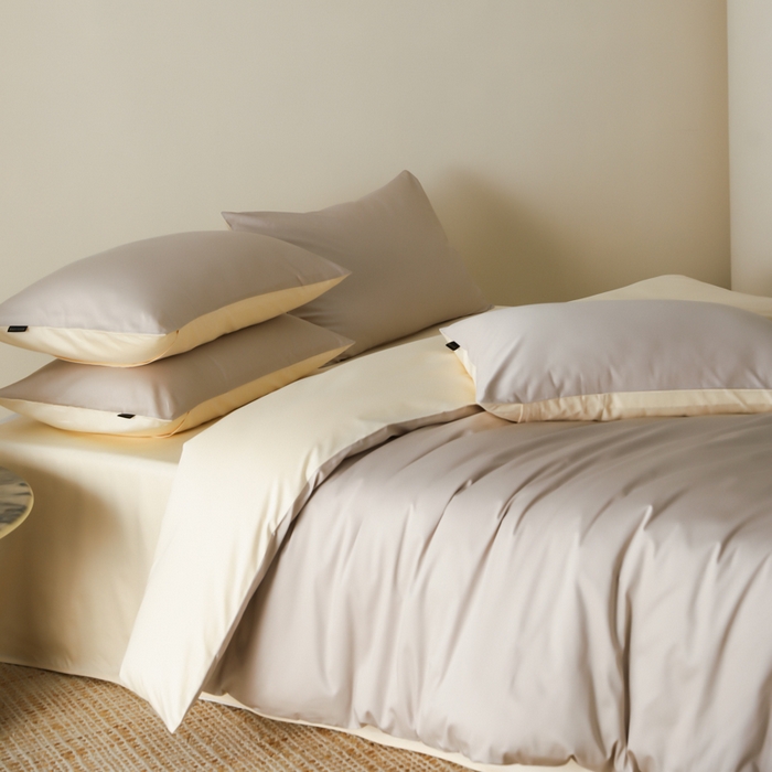 91家纺网 家纺一手货源 找家纺 云栖家居 2025新款全棉纯色长绒棉纯棉单品系列被套单件被套单品-单被套 锡器灰&米粒碎