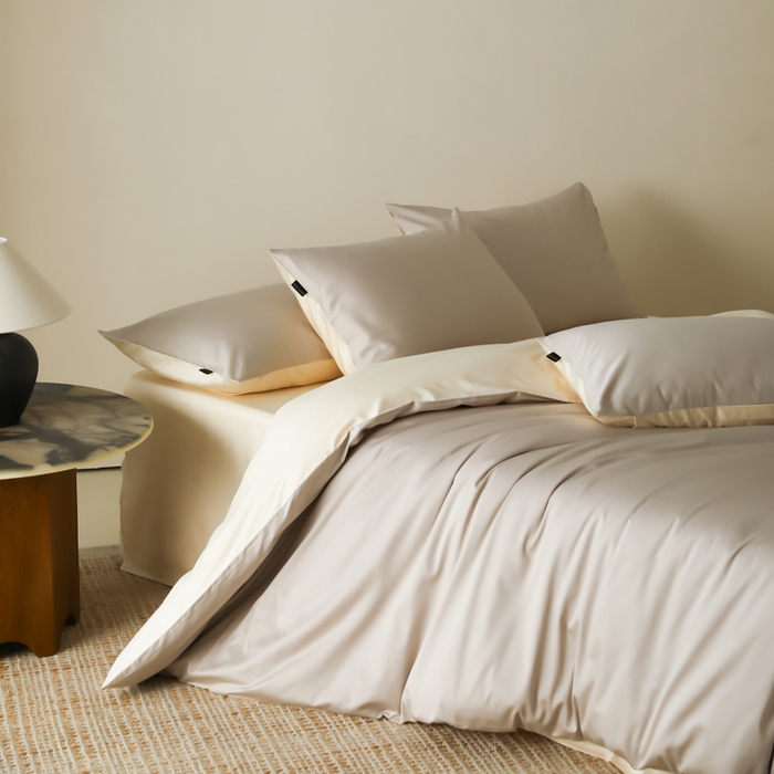 91家纺网 家纺一手货源 找家纺 云栖家居 2025新款全棉纯色长绒棉纯棉单品系列被套单件被套单品-单被套 锡器灰&米粒碎