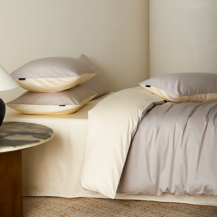 91家纺网 家纺一手货源 找家纺 云栖家居 2025新款全棉纯色长绒棉纯棉单品系列被套单件被套单品-单被套 锡器灰&米粒碎