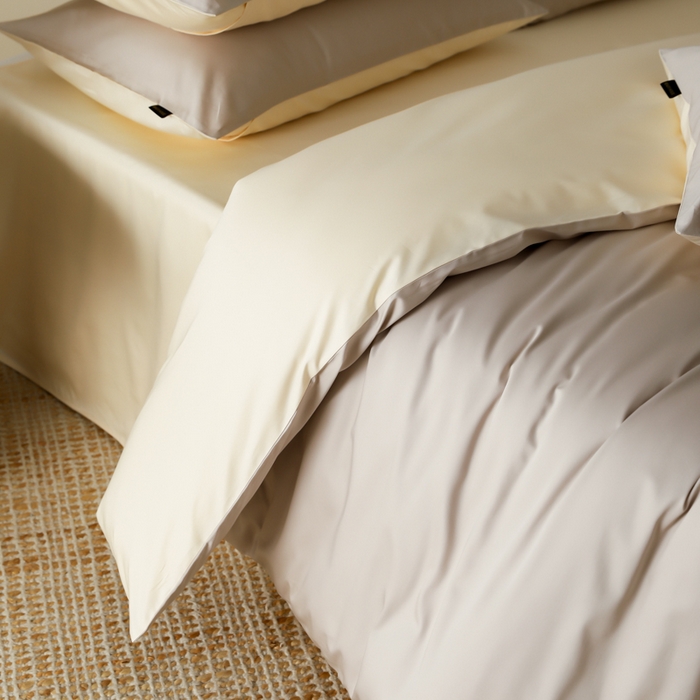 91家纺网 家纺一手货源 找家纺 云栖家居 2025新款全棉纯色长绒棉纯棉单品系列被套单件被套单品-单被套 锡器灰&米粒碎