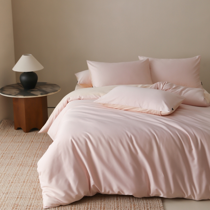 91家纺网 家纺一手货源 找家纺 云栖家居 2025新款全棉纯色长绒棉纯棉单品系列被套单件被套单品-单被套 玉兰粉&米粒碎