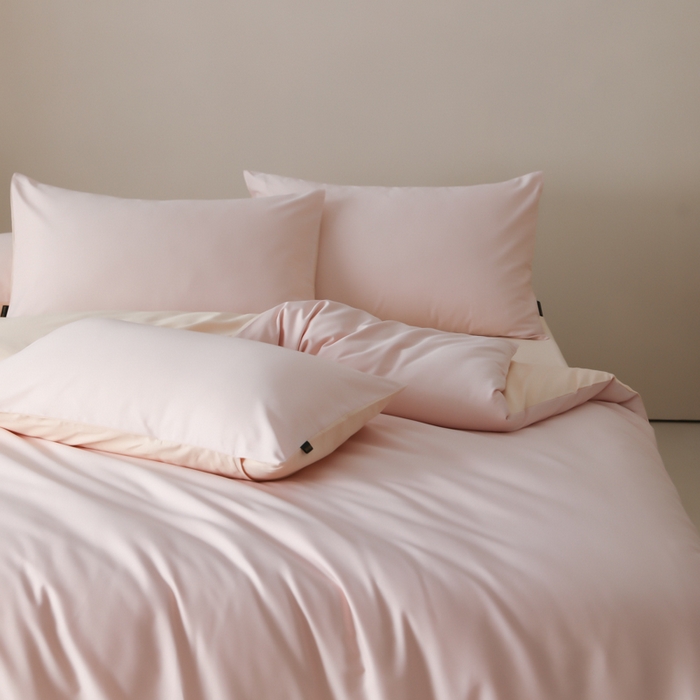 91家纺网 家纺一手货源 找家纺 云栖家居 2025新款全棉纯色长绒棉纯棉单品系列被套单件被套单品-单被套 玉兰粉&米粒碎