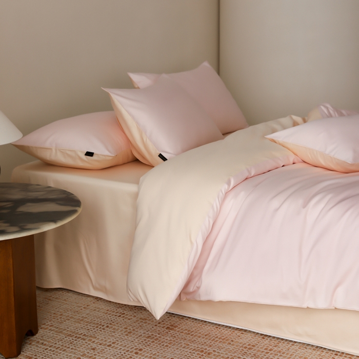 91家纺网 家纺一手货源 找家纺 云栖家居 2025新款全棉纯色长绒棉纯棉单品系列被套单件被套单品-单被套 玉兰粉&米粒碎