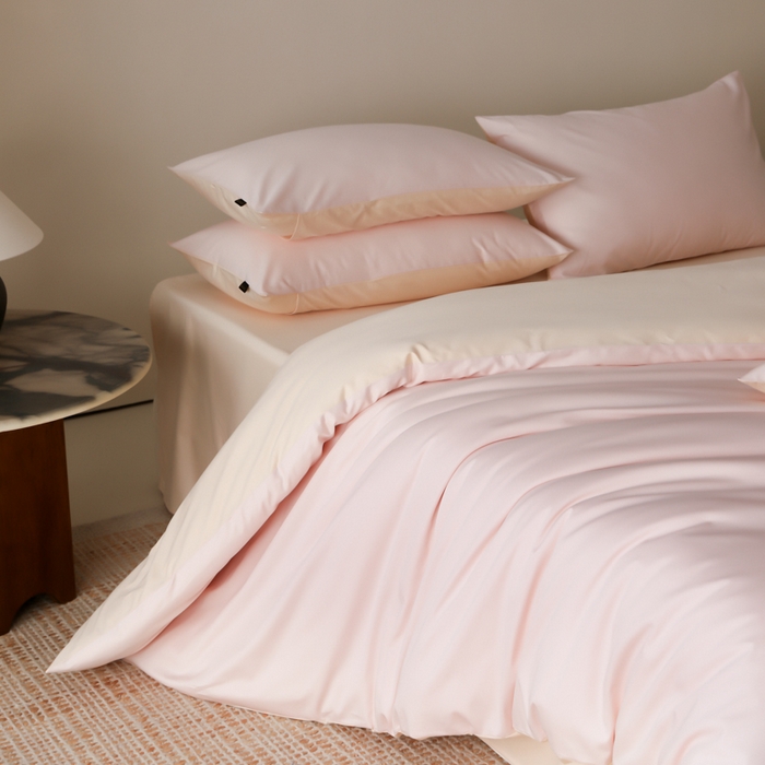 91家纺网 家纺一手货源 找家纺 云栖家居 2025新款全棉纯色长绒棉纯棉单品系列被套单件被套单品-单被套 玉兰粉&米粒碎