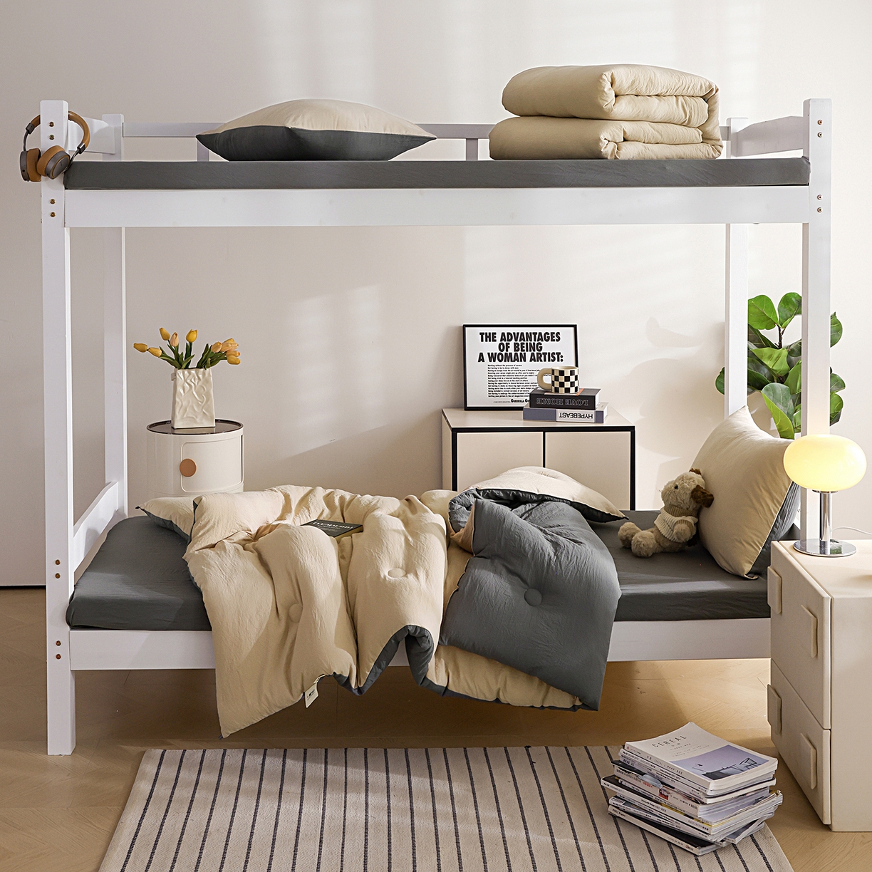 91家纺网 家纺一手货源 找家纺 益多眠 2026新款双拼云朵被被子被芯 双拼系列-奶茶+深灰