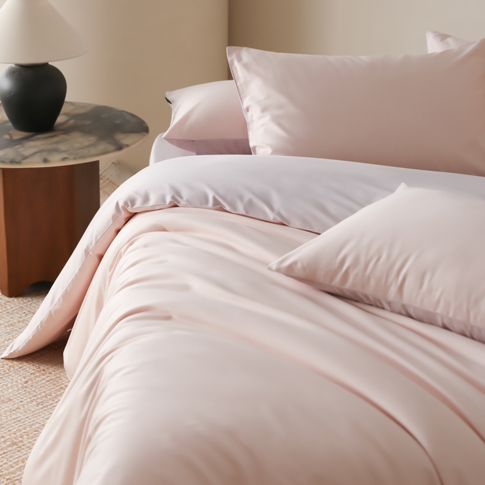 91家纺网 家纺一手货源 找家纺 云栖家居 2025新款全棉纯色长绒棉纯棉单品系列被套单件被套单品-单被套 玉兰粉&棠梨紫