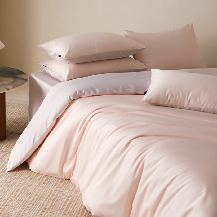 91家纺网 家纺一手货源 找家纺 云栖家居 2025新款全棉纯色长绒棉纯棉单品系列被套单件被套单品-单被套 玉兰粉&棠梨紫