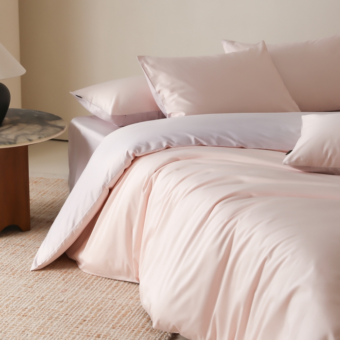 91家纺网 家纺一手货源 找家纺 云栖家居 2025新款全棉纯色长绒棉纯棉单品系列被套单件被套单品-单被套 玉兰粉&棠梨紫