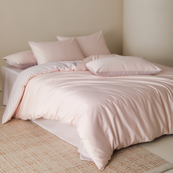 91家纺网 家纺一手货源 找家纺 云栖家居 2025新款全棉纯色长绒棉纯棉单品系列被套单件被套单品-单被套 玉兰粉&棠梨紫