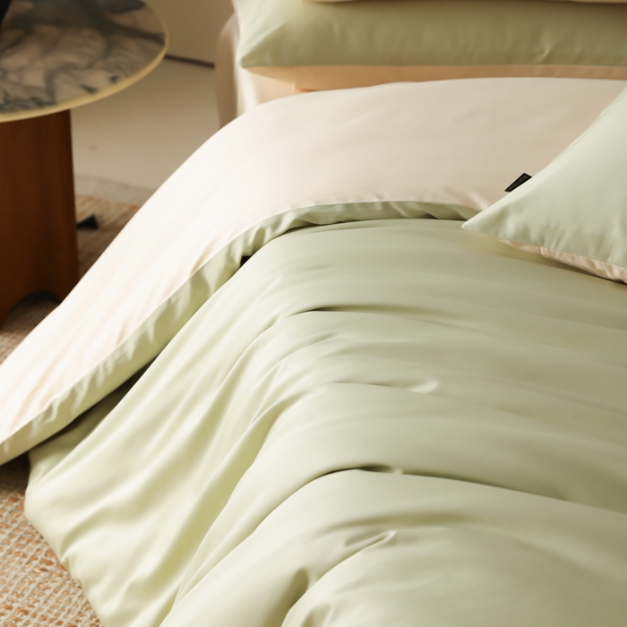91家纺网 家纺一手货源 找家纺 云栖家居 2025新款全棉纯色长绒棉纯棉单品系列被套单件被套单品-单被套 原力绿&米粒碎