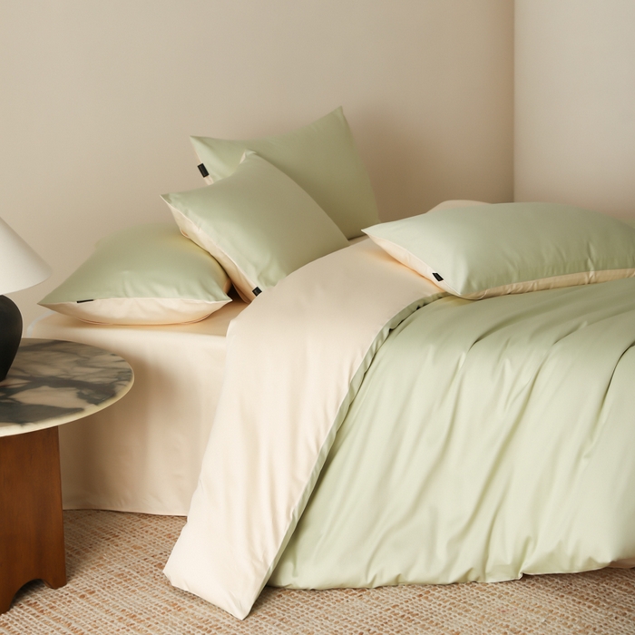 91家纺网 家纺一手货源 找家纺 云栖家居 2025新款全棉纯色长绒棉纯棉单品系列被套单件被套单品-单被套 原力绿&米粒碎