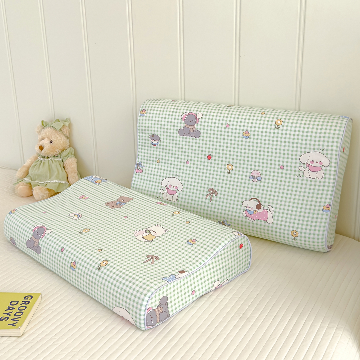 91家纺网 家纺一手货源 找家纺 良佐生活 2025新款A类60s全棉贡缎乳胶枕套 萌宠派对