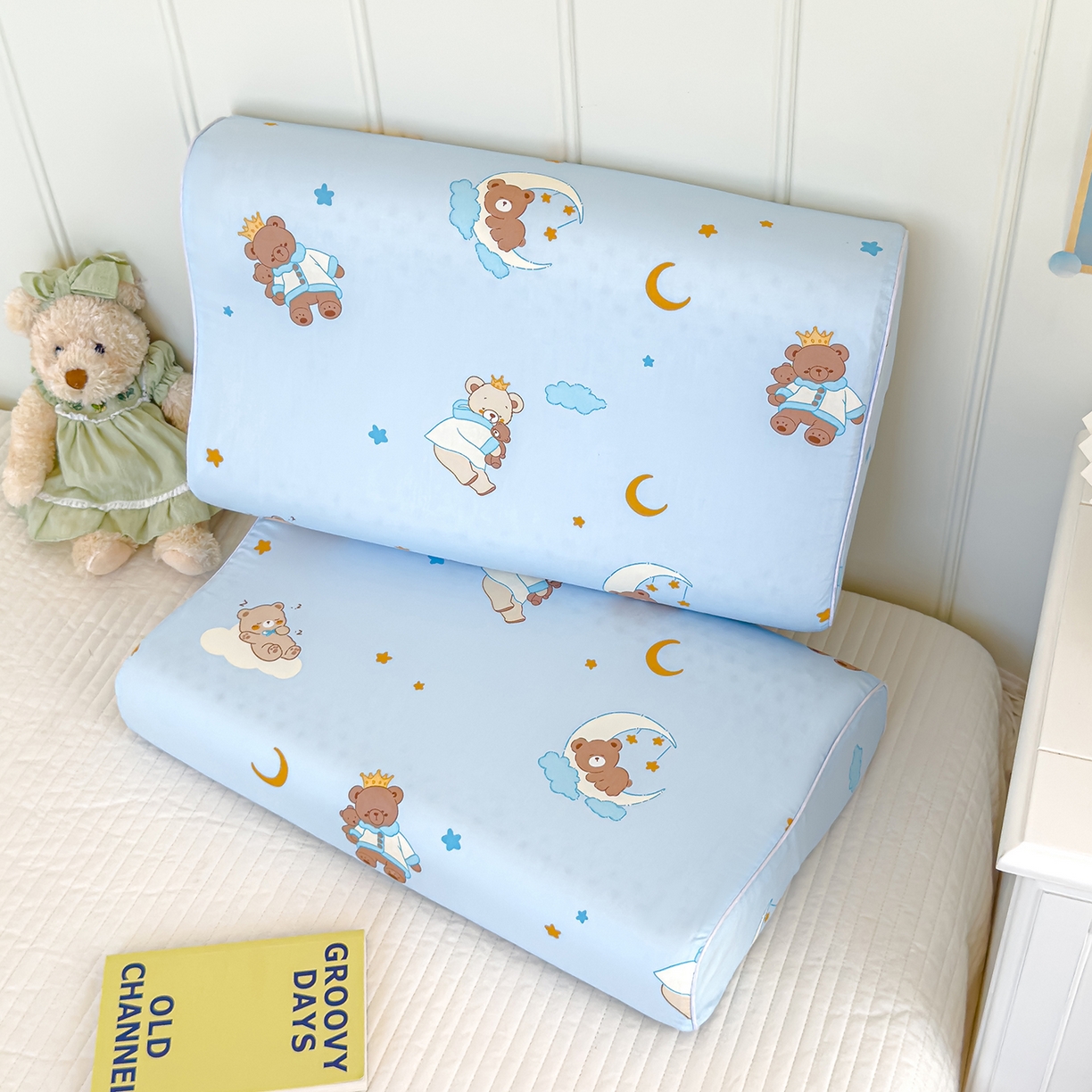 91家纺网 家纺一手货源 找家纺 良佐生活 2025新款A类60s全棉贡缎乳胶枕套 晚安熊宝