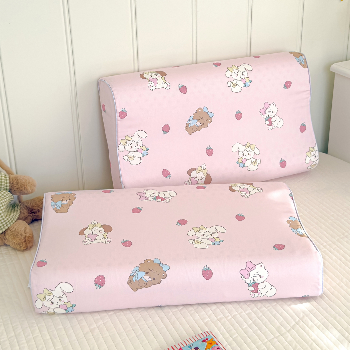 良佐生活 2025新款A类60s全棉贡缎乳胶枕套 凯蒂小猫